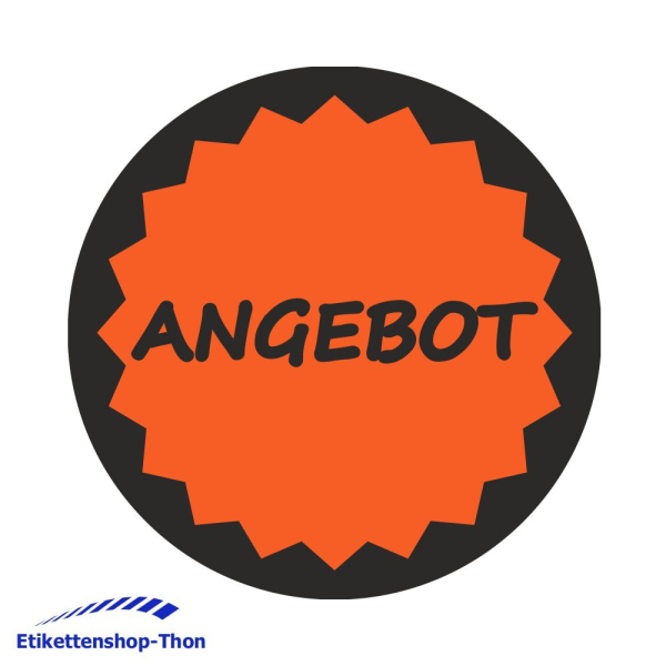 Aktionsetiketten - Durchmesser 30 mm - ANGEBOT (mit Rand) - 1000 Stück - Leuchtrot